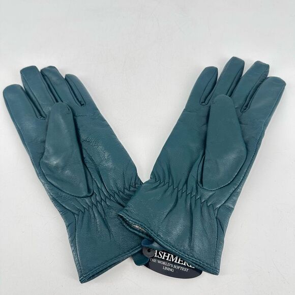EXCELLED NWT Leather Gloves Cashmere Lined Green Small Buttery soft - Picture 3 of 7
